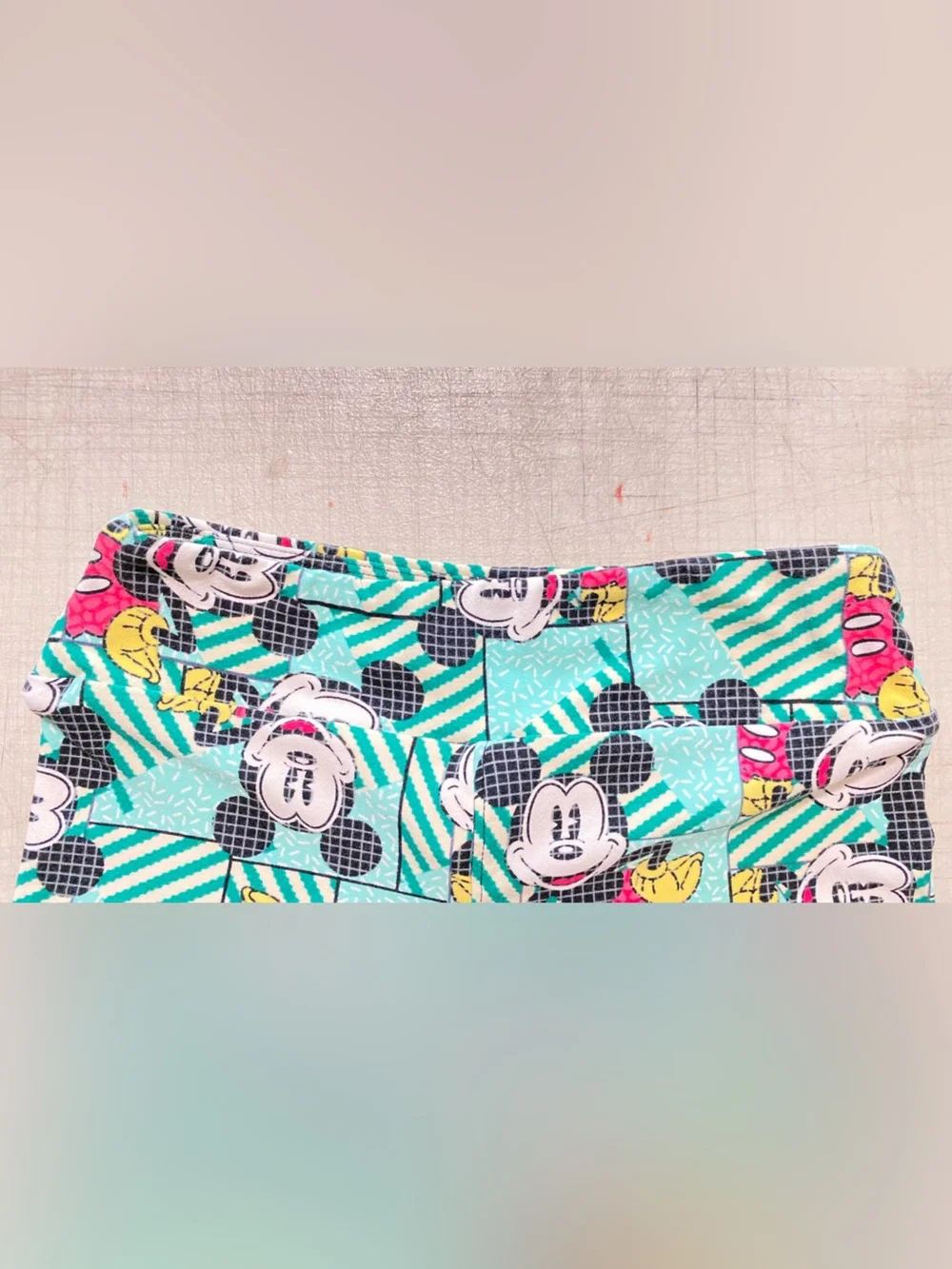 LuLaRoe Mint Green Mickey Mouse Patchwork Leggings